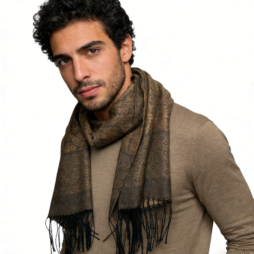 Camel Tweed Look Scarf