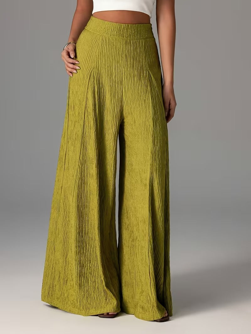 Elastic-waist Wide-leg Trousers