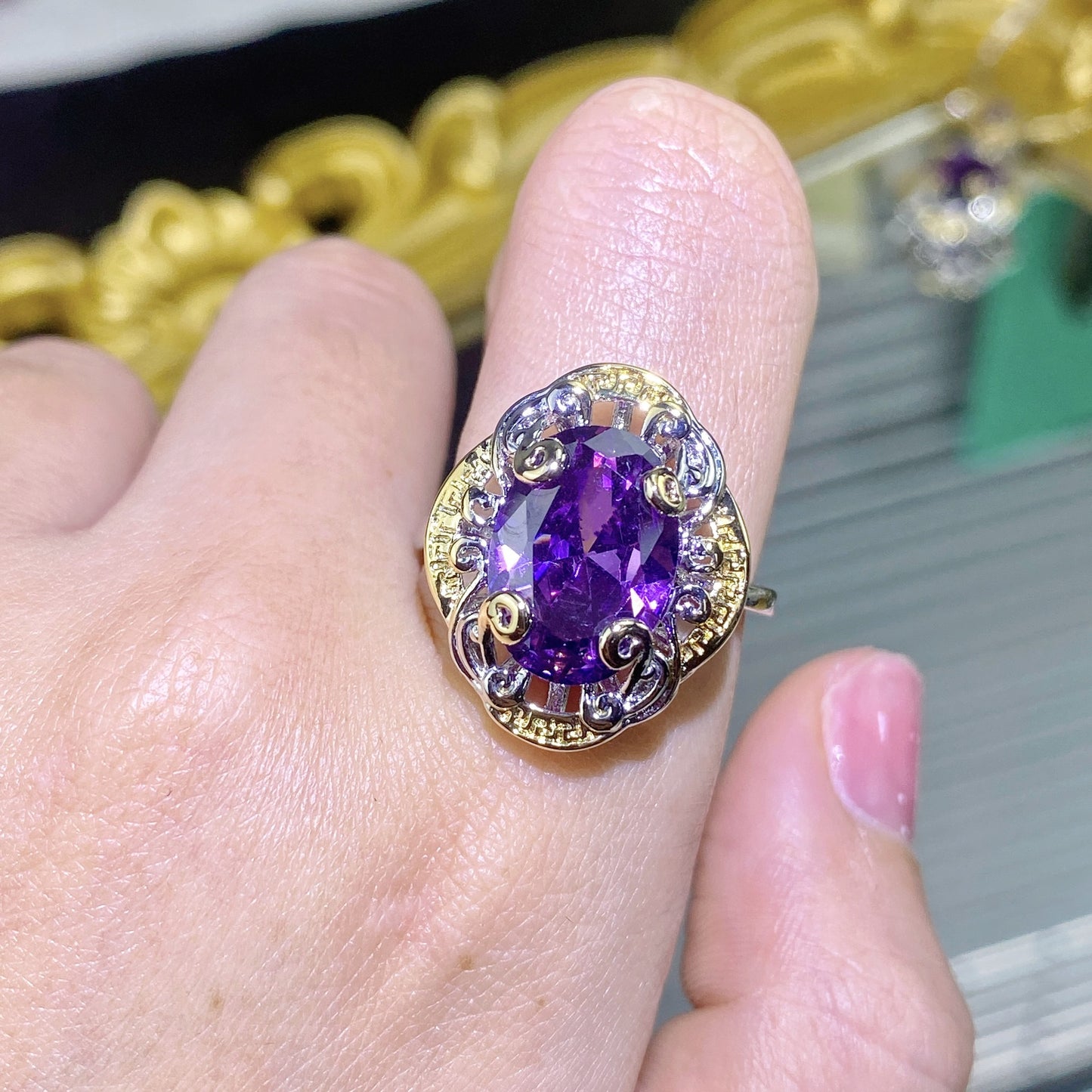 Double Color Gold Amethyst Diamond Suit