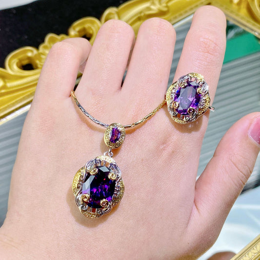 Double Color Gold Amethyst Diamond Suit