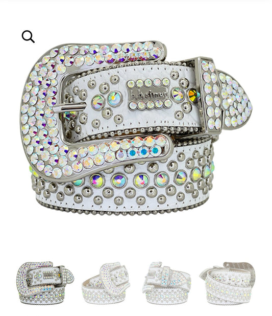 Rhinestone Leather Belt