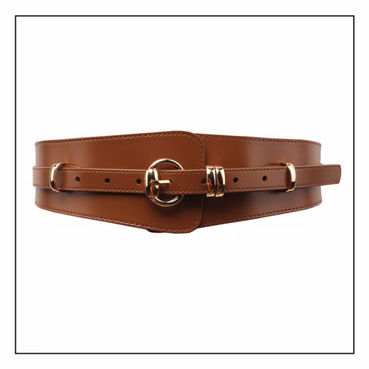 Fallwinter Fashion Coat With A Wide Waist Belt