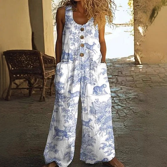 Womens Sleeveless Loose Jumpsuit