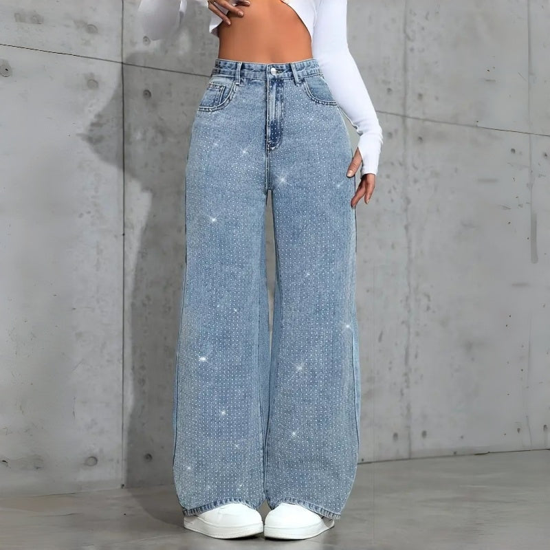 Rhinestone Straight Jeans