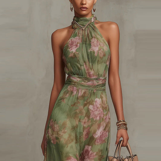 Mesh Print Irregular Slit Skirt