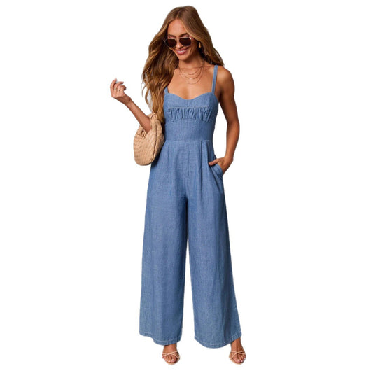 Solid-color Workwear Jumpsuit