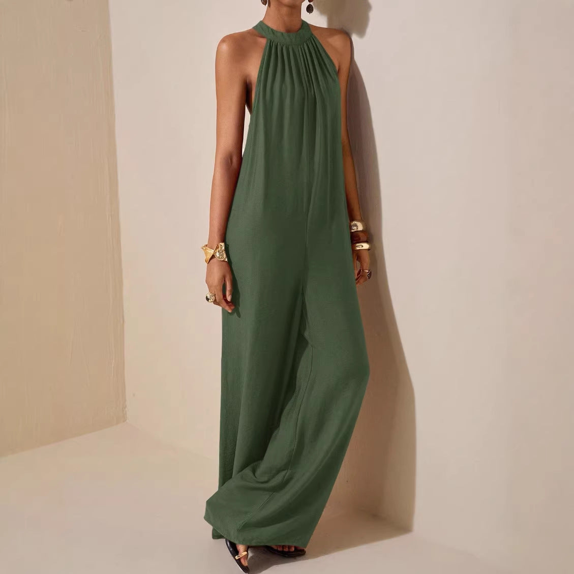 High-neck Halter Wide-leg Jumpsuit