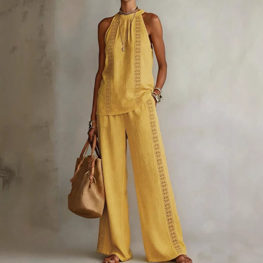 Womens Backless Sleeveless Top & Pants Set