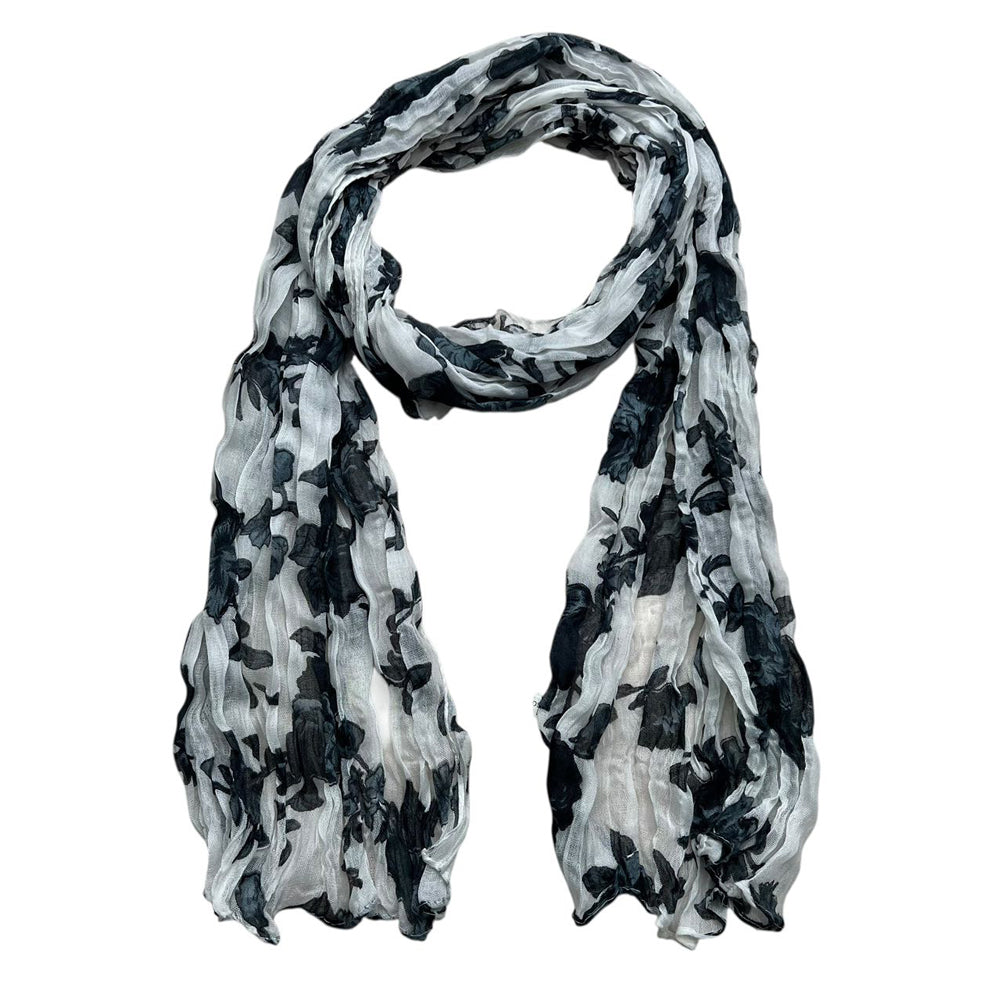 Black White Crinkle Scarf