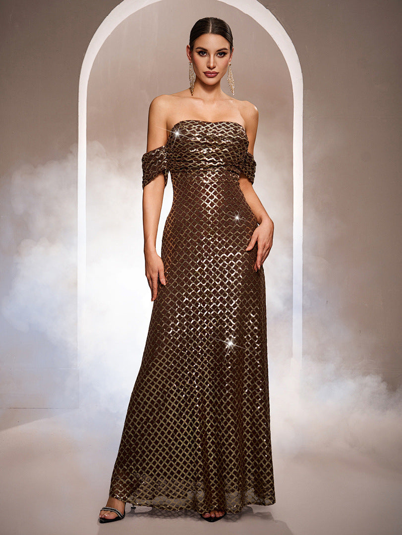sequin off the shoulder bodycon dress Off-Shoulder A-Line Gown – DIAMONDSNEXT Color::#56-Light Warm Gray Fully lined classic black midi dress Coast Cowl Back Maxi