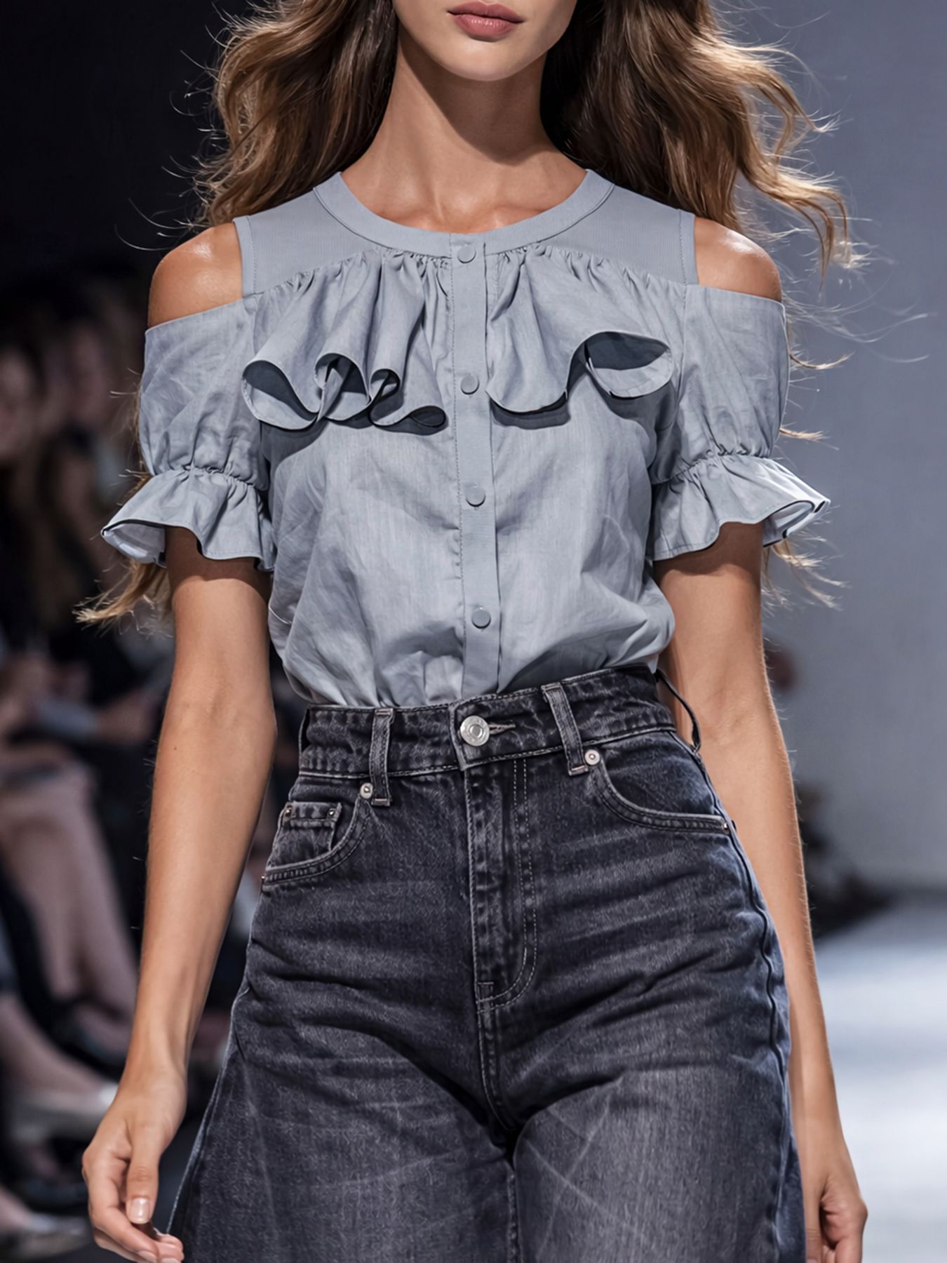 Gray Ruffled Shirt