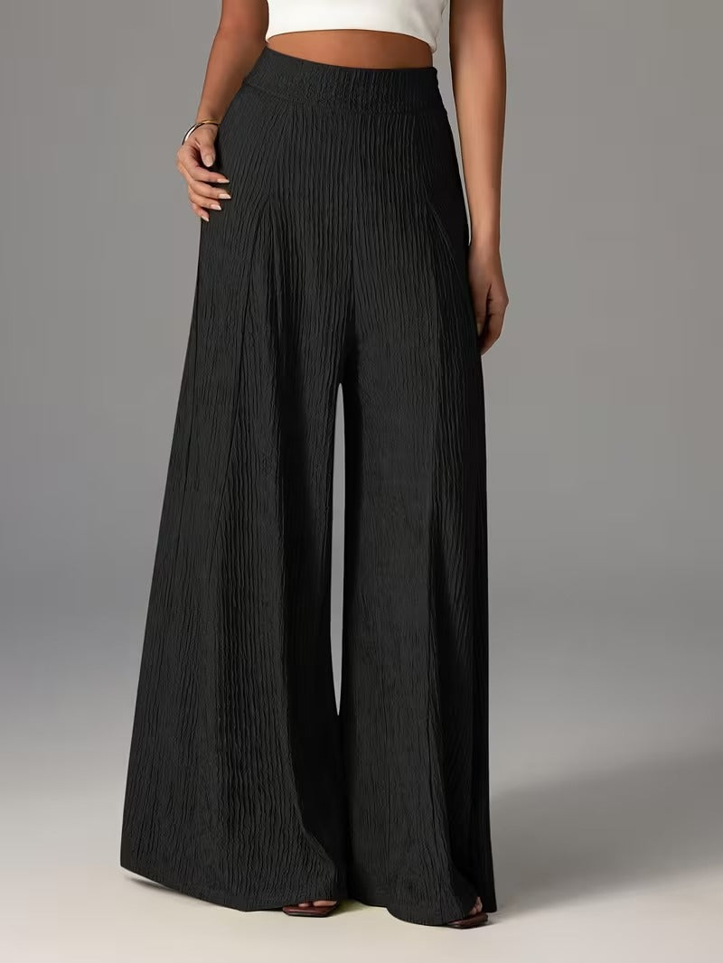 Elastic-waist Wide-leg Trousers