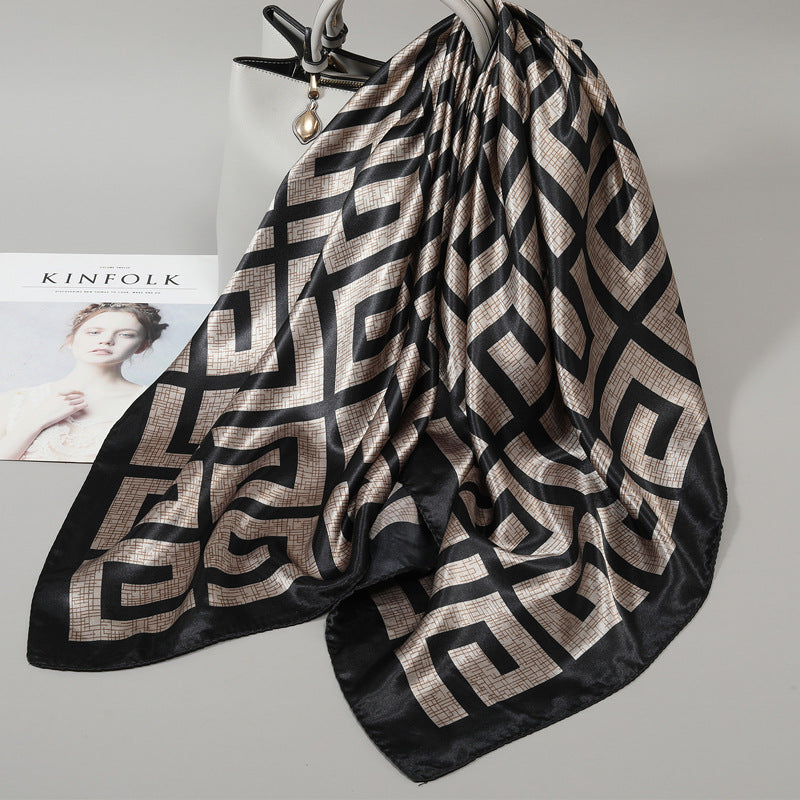 Floral Satin Square Scarf