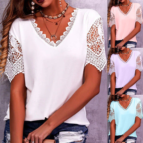Lace Summer V-Neck Top