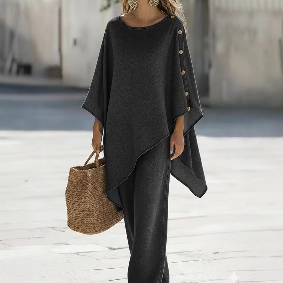 Womens Solid Loose Top & Pants Set