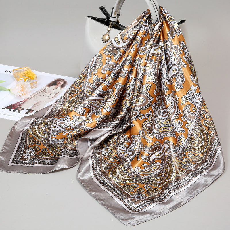 Floral Satin Square Scarf