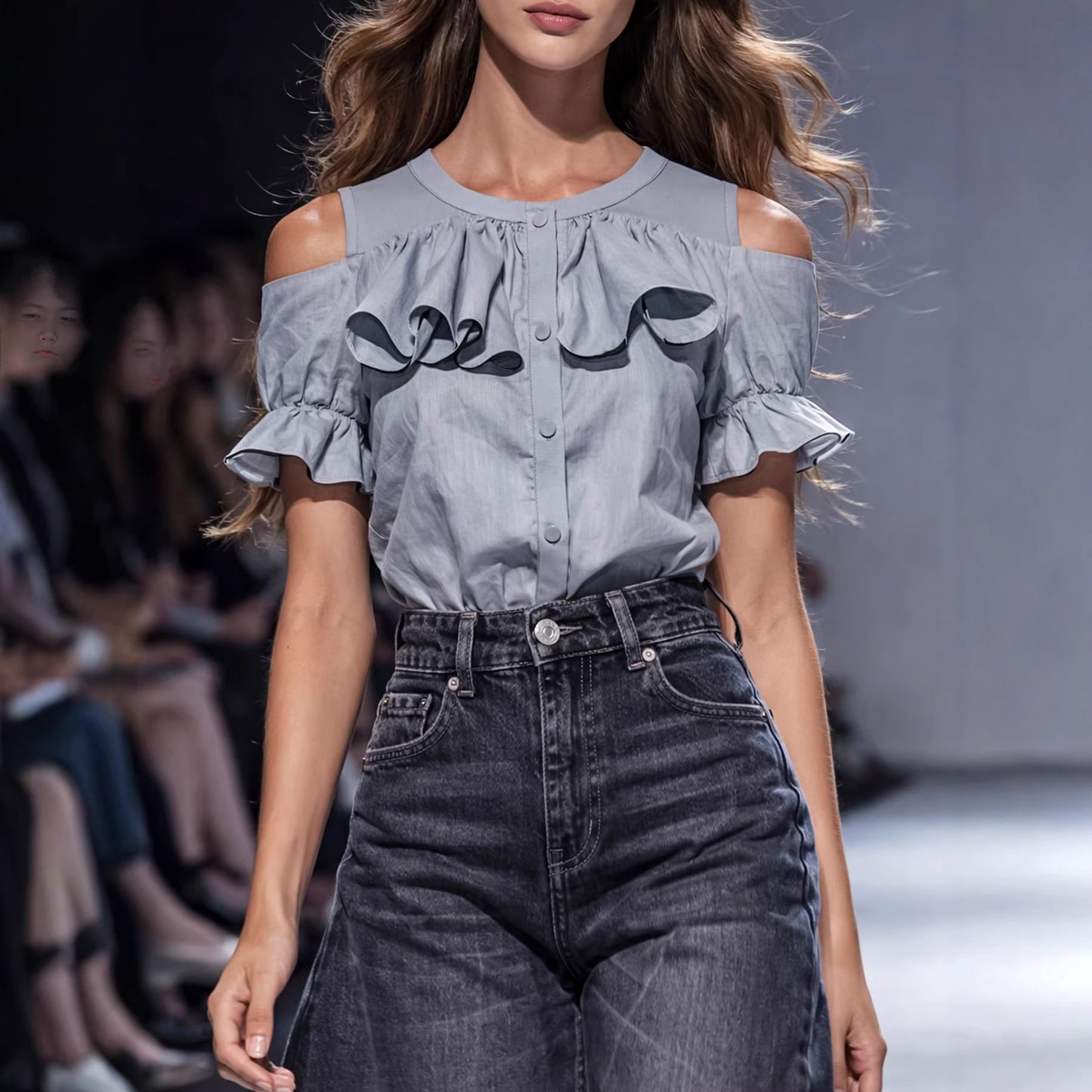 Gray Ruffled Shirt