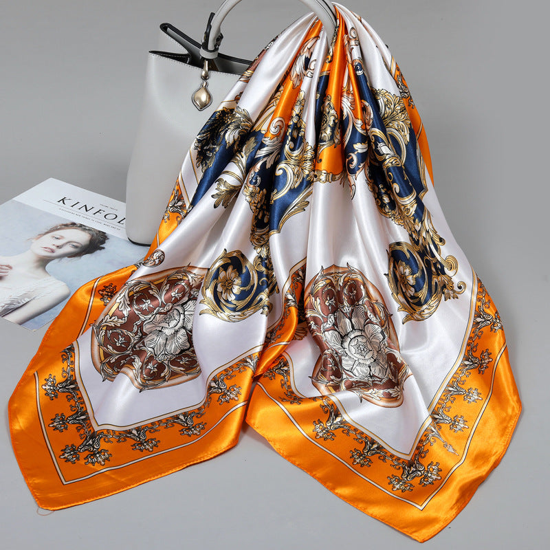 Floral Satin Square Scarf