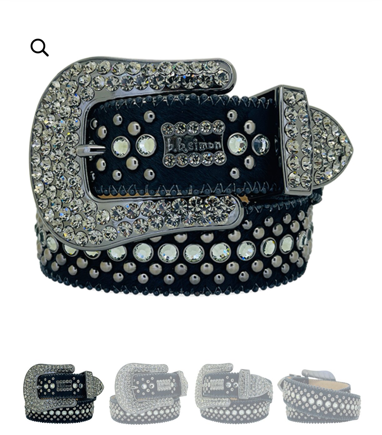 Rhinestone Leather Belt