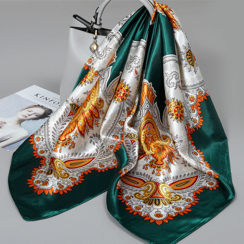 Floral Satin Square Scarf