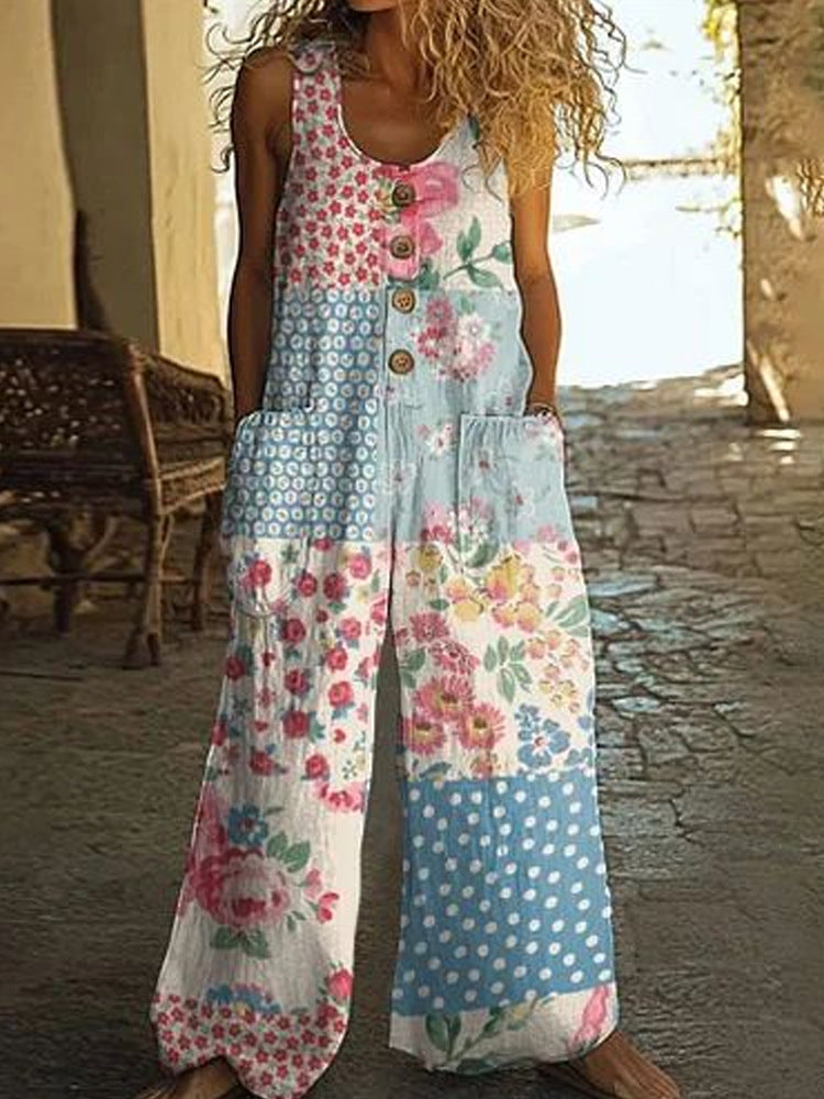 Womens Sleeveless Loose Jumpsuit