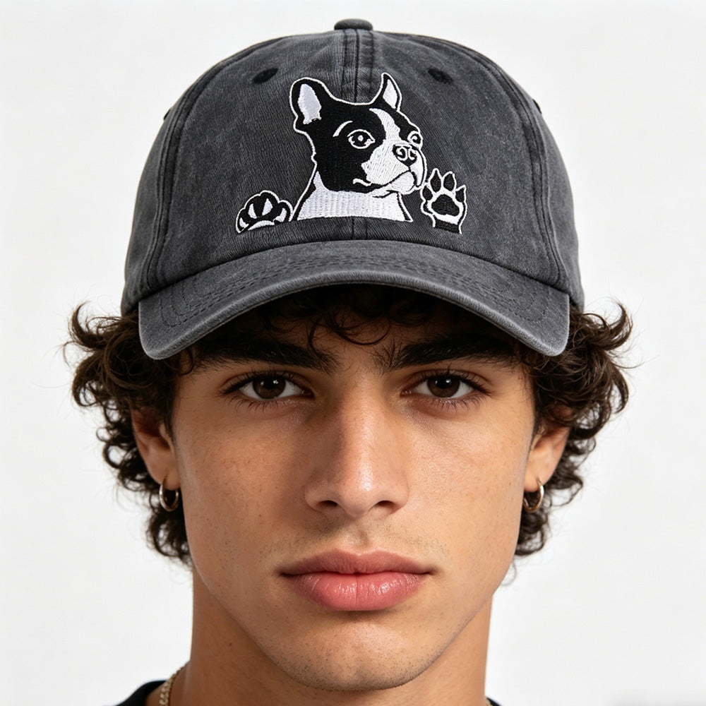 2pcs Boston Terrier Dog Embroidered Baseball Cap
