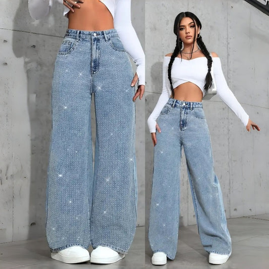 Rhinestone Straight Jeans