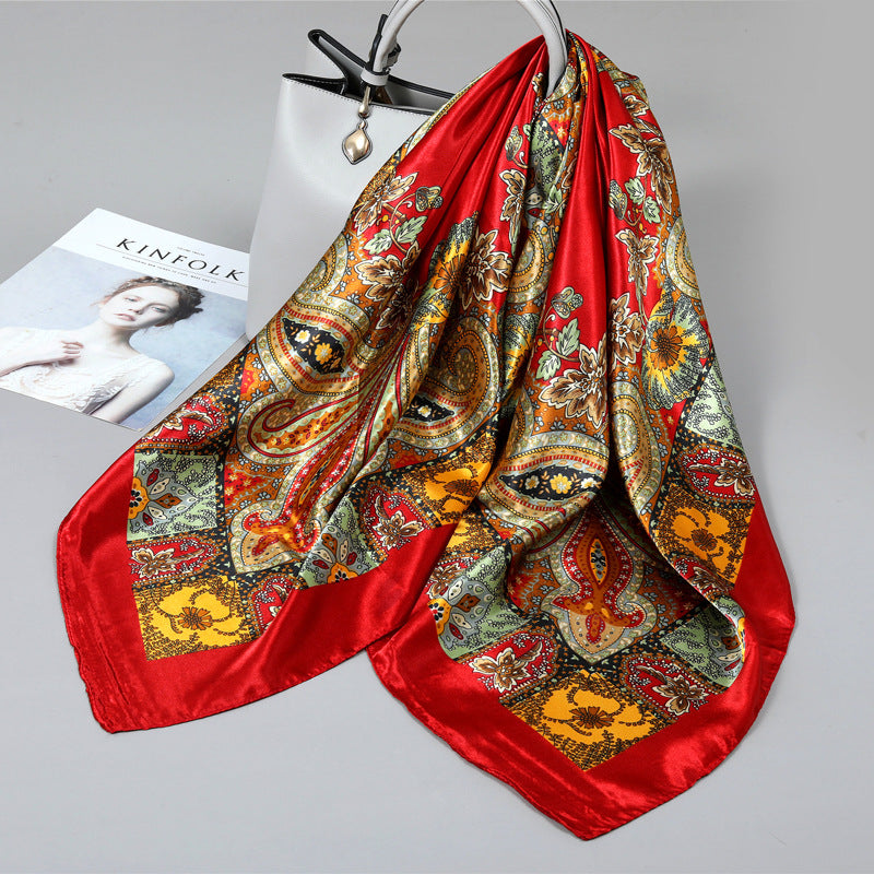 Floral Satin Square Scarf
