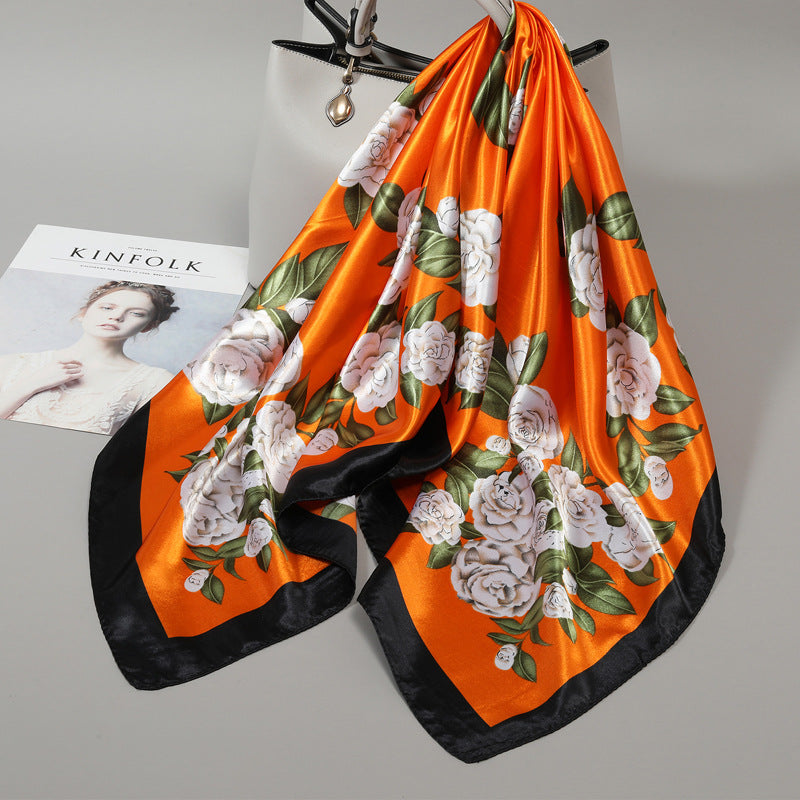 Floral Satin Square Scarf