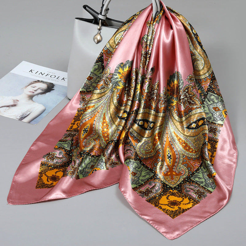 Floral Satin Square Scarf