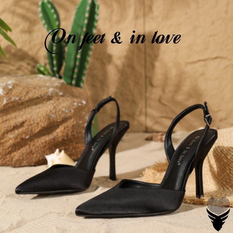 Baotou Pointed-Toe Stiletto High-Heel Sandals