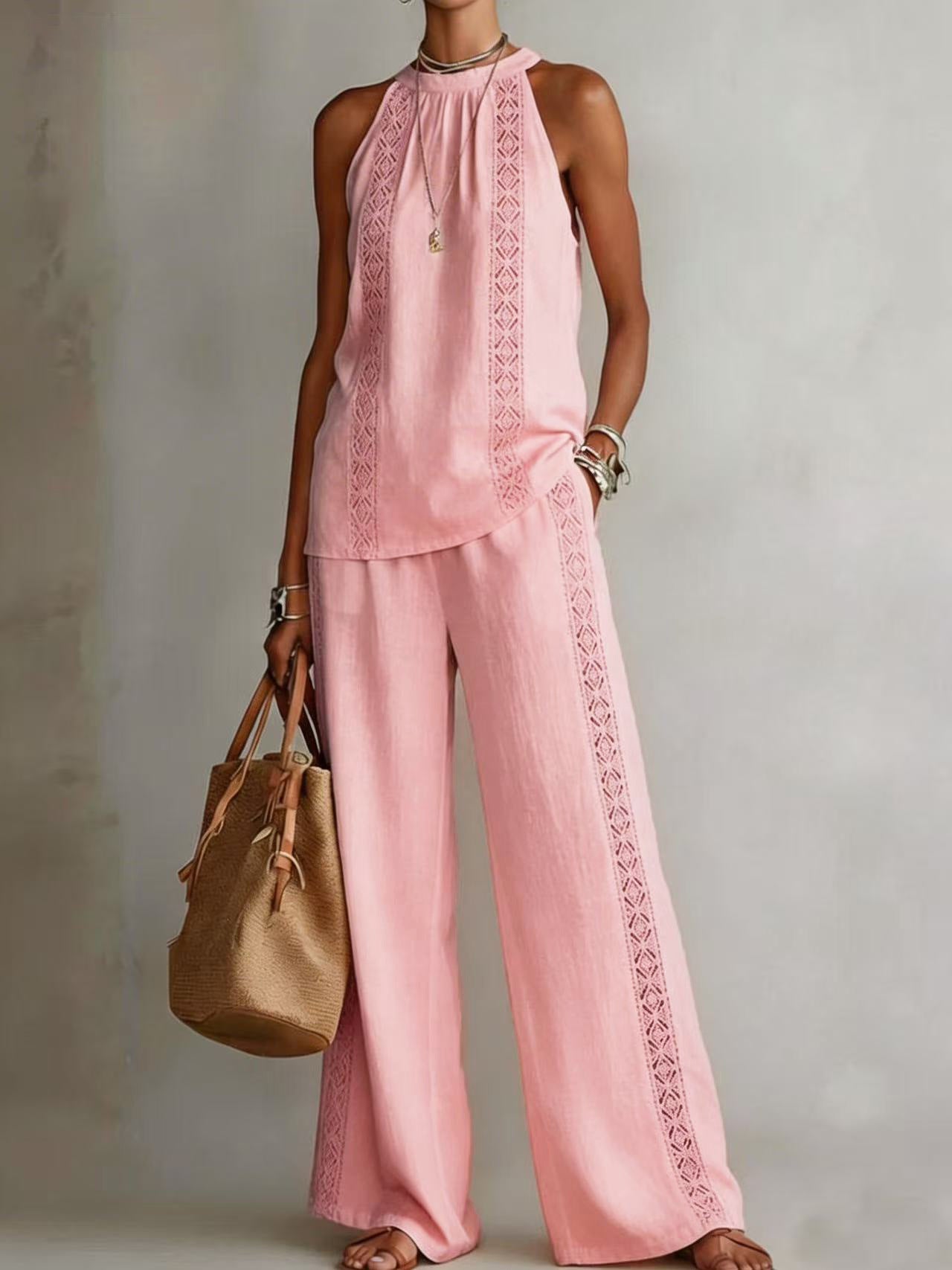Womens Backless Sleeveless Top & Pants Set