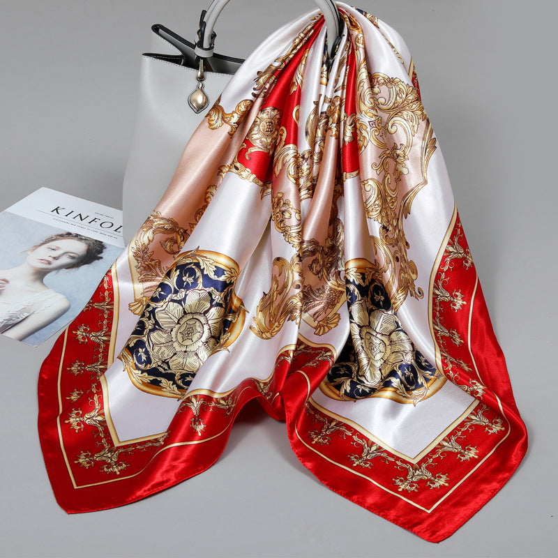 Floral Satin Square Scarf