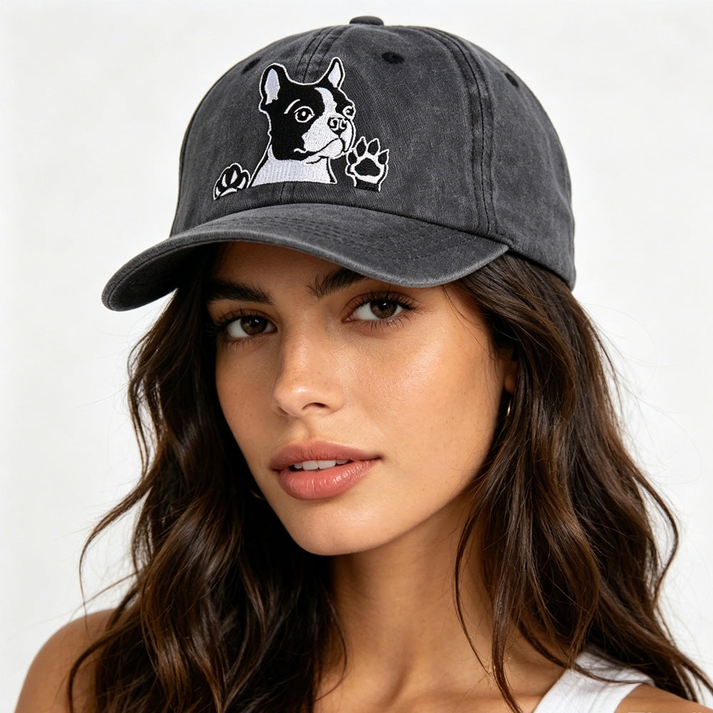 2pcs Boston Terrier Dog Embroidered Baseball Cap