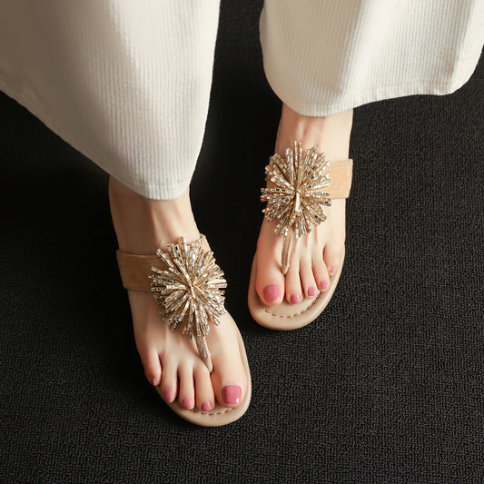 Women's Artisanal Lambskin Flip-Flop Sandals