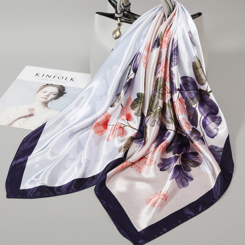 Floral Satin Square Scarf