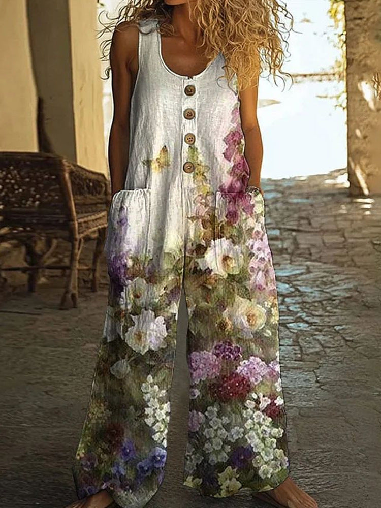 Womens Sleeveless Loose Jumpsuit