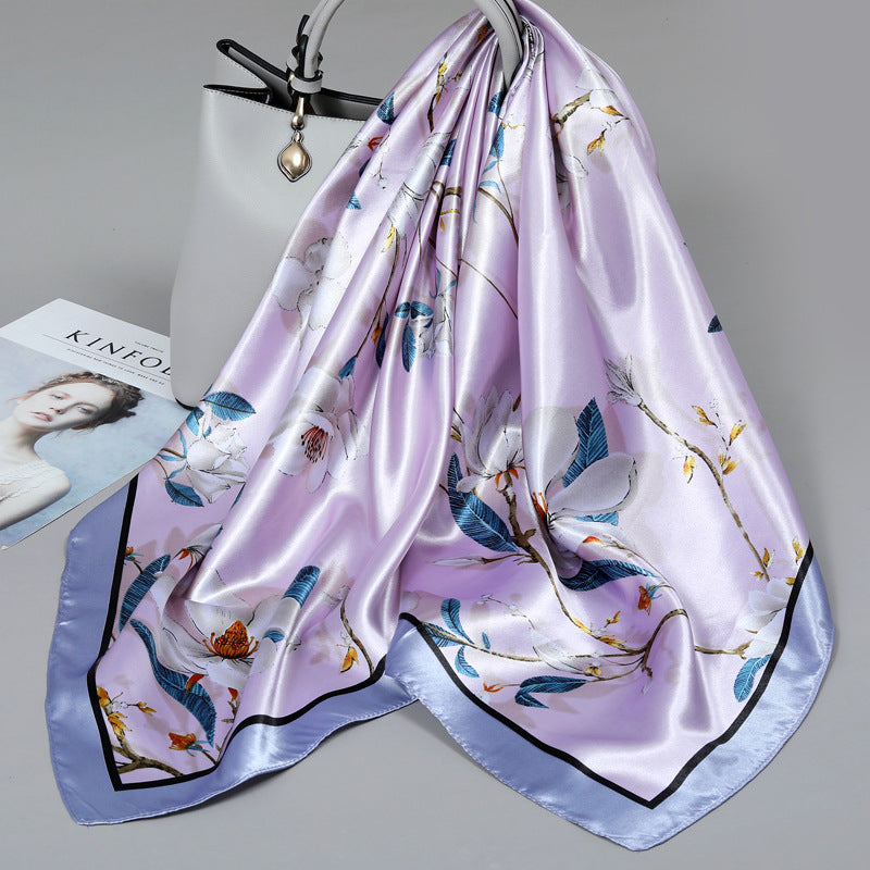 Floral Satin Square Scarf