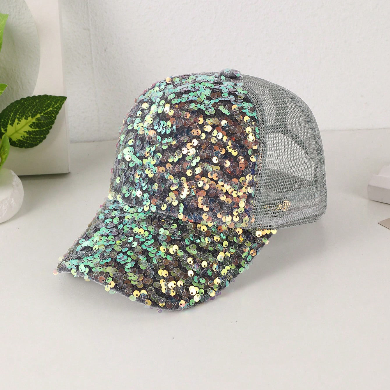 Sequin Mesh Baseball Cap