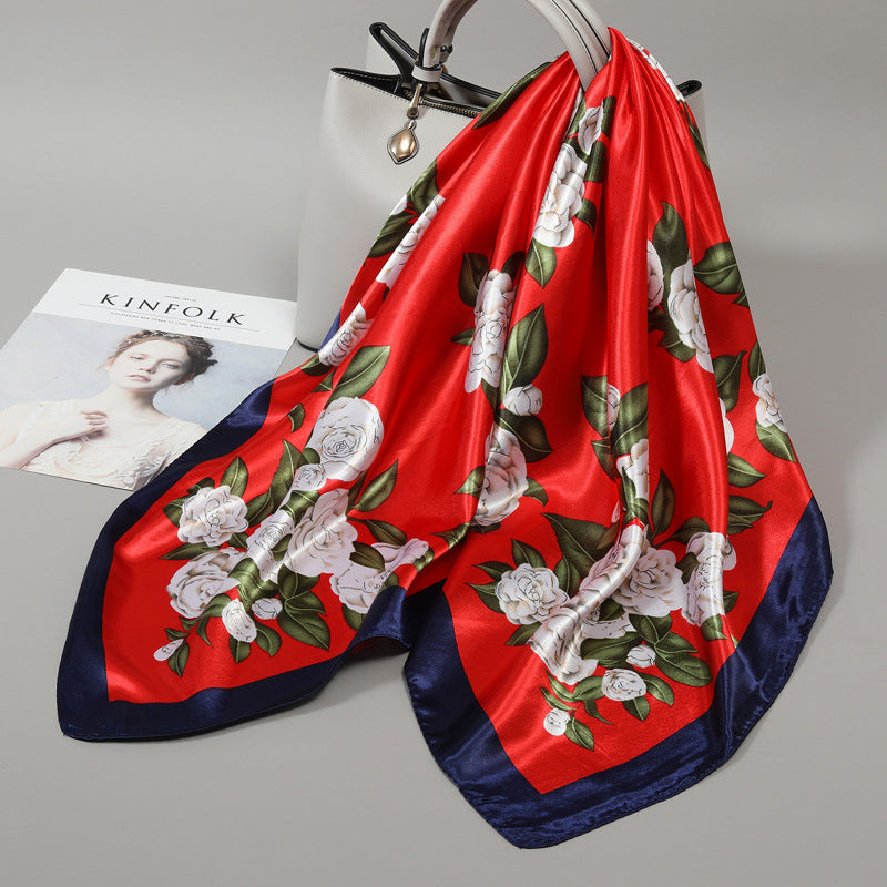 Floral Satin Square Scarf