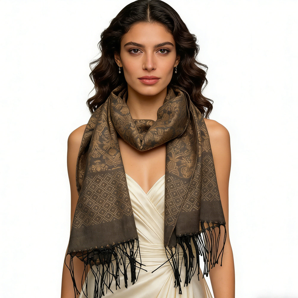Camel Tweed Look Scarf