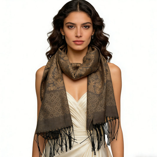 Camel Tweed Look Scarf