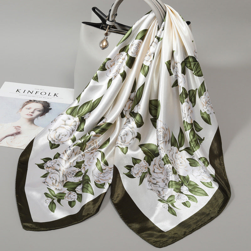 Floral Satin Square Scarf