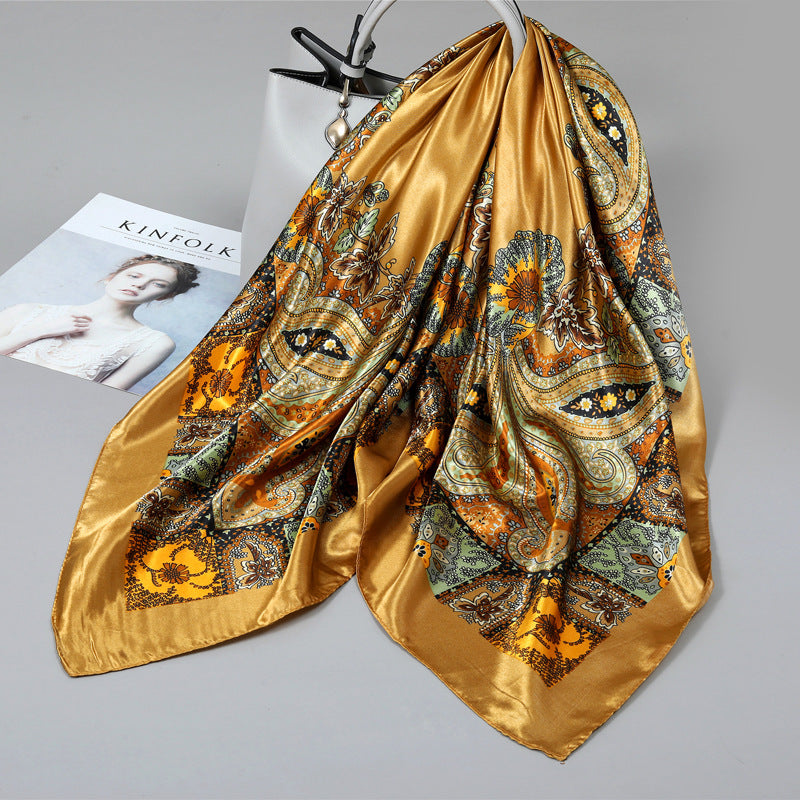 Floral Satin Square Scarf