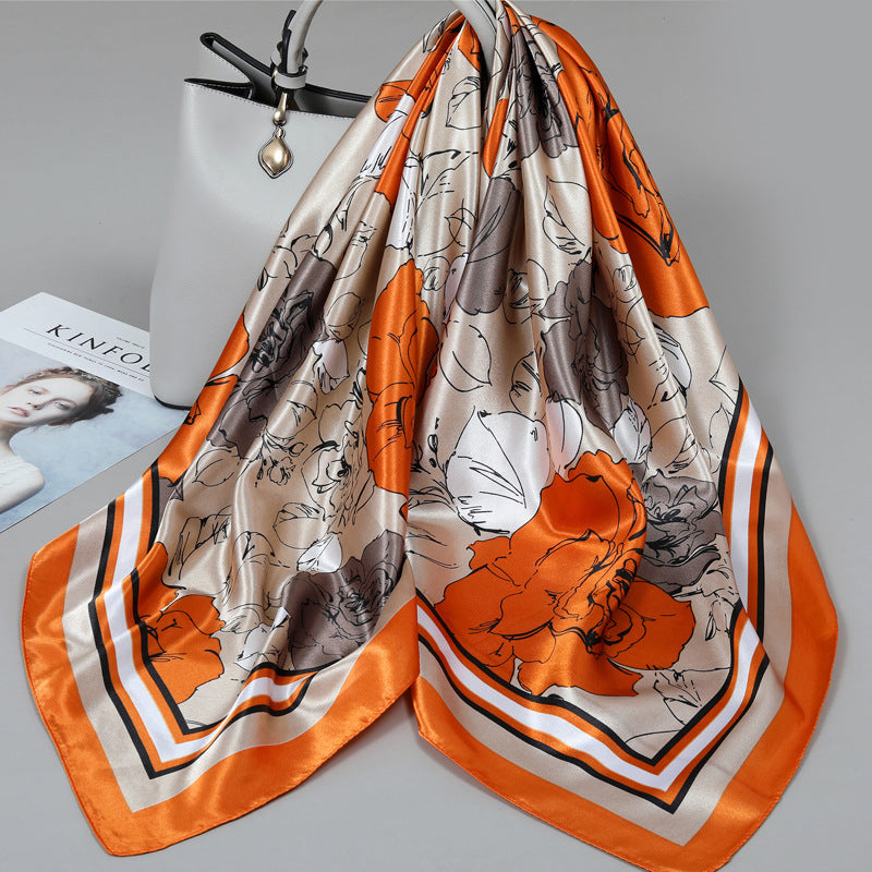 Floral Satin Square Scarf