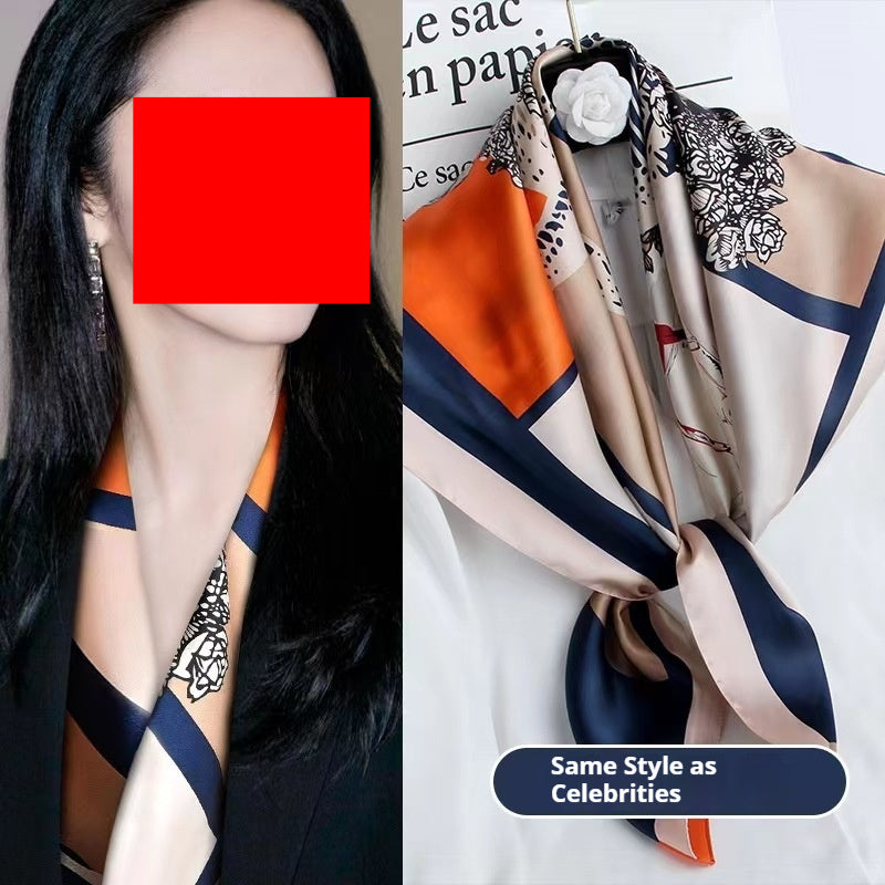 Floral Satin Square Scarf