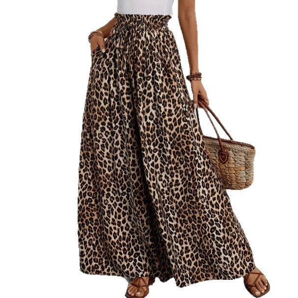 Leopard-print Wide-leg Pants