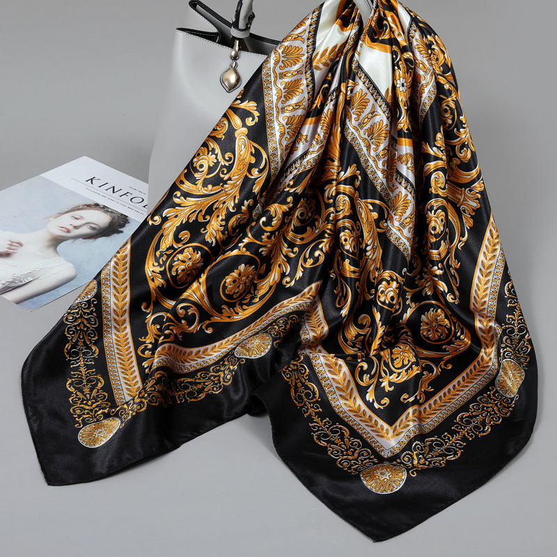 Floral Satin Square Scarf