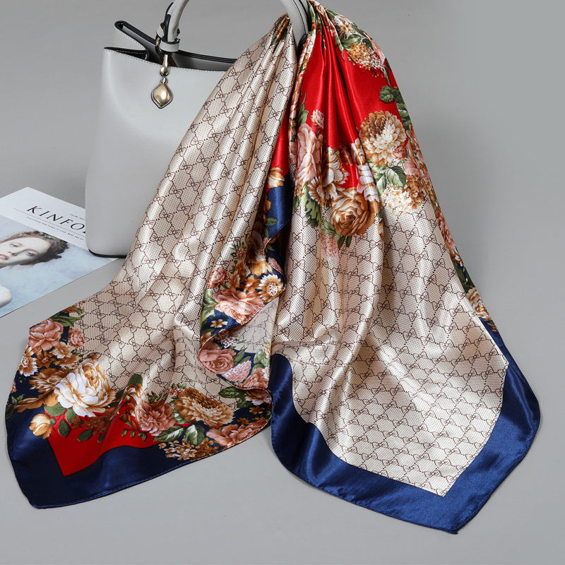 Floral Satin Square Scarf