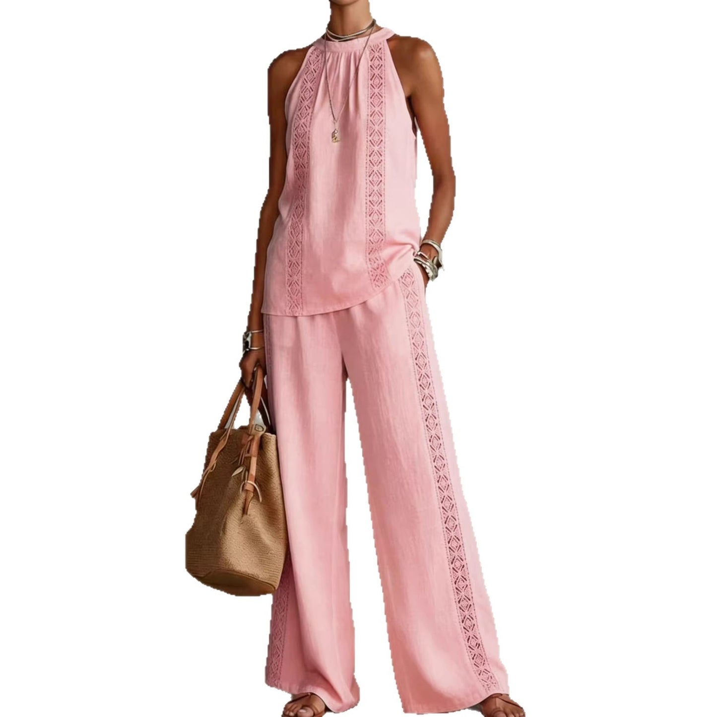 Womens Backless Sleeveless Top & Pants Set